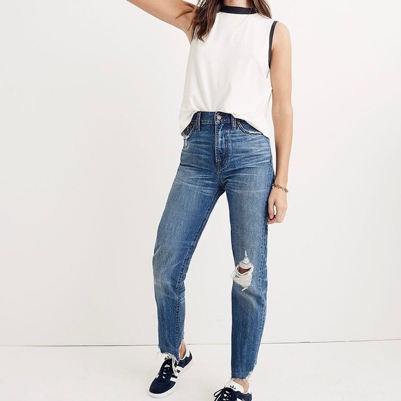 Madewell Denim - Madewell The Perfect Summer Jean: Destructed Edition Blue Denim Size 28